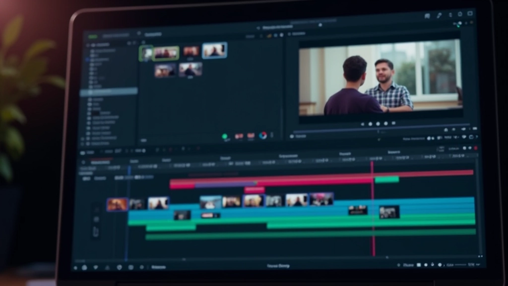 Línea de tiempo de Premiere Pro mostrando clips de vídeo, pistas de audio y transiciones entre escenas